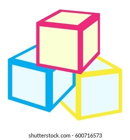 Isolated group of cube toys on a white background, Vector illustration