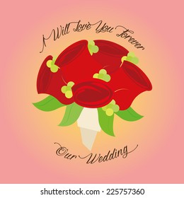 an isolated group of flowers with text on a colored background
