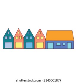 Isolated group of residential buildings Vector