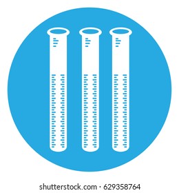 Isolated group of test tube on a blue button, Vector illustration