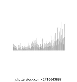 Gráfico de barra de volumen de crecimiento aislado sobre fondo blanco. Diseño del indicador de gráfico de barras Uptrend. Concepto de análisis de inversión y negocio.