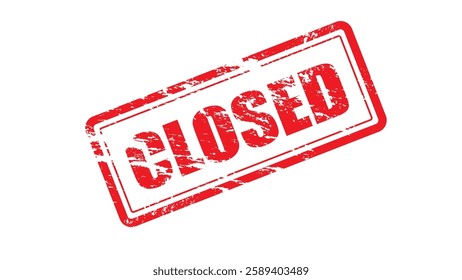 Isolated of grunge red rubber stamp of closed text letter on white background transparent by EPS vector file and illustrator.