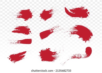 Einziger, roter Reißverschluss. Blut-Bürsten-transparenter Vektor.