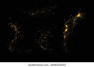 Isolated grunge texture gold glitter illustration background design element set