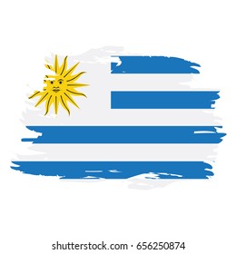 Isolated grunge textured Uruguayan flag, Vector illustration