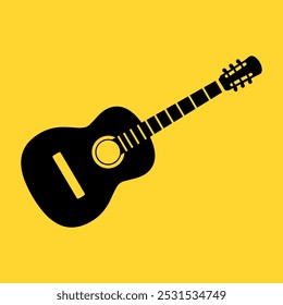 Isolated Guitar Icon Symbol On yellow Background. Electric Guitar, guitar silhouette.