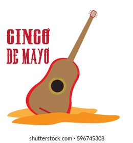 Isolated guitar on a white background, Cinco de mayo vector illustration
