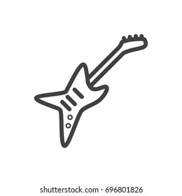 Isolated Guitar Outline Symbol On Clean Background. Vector Electro Element In Trendy Style.