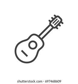Isolated Guitar Outline Symbol On Clean Background. Vector Acoustic  Element In Trendy Style.