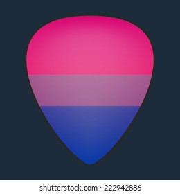 Isolated guitar pick with a bisexual pride flag