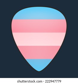  Isolated guitar pick with a transgender pride flag