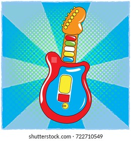 Isolated guitar toy on a colored background, Vector illustration