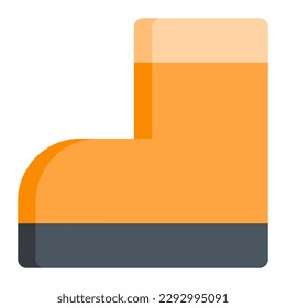 Isolated gumboot in flat icon on white background. Shoe, footwear, farming, gardening