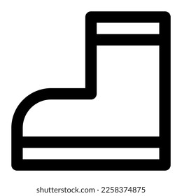 Isolated gumboot in outline icon on white background. Shoe, footwear, farming, gardening