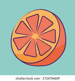 isolated half orange vector illustration