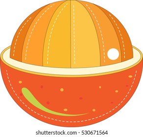 Isolated of half peeling orange on the white background