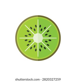 Isolated half slice of green kiwi fruit vector on white background