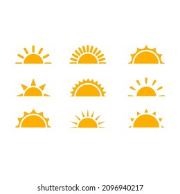 isolated half sun simple vector art, half sun vector set, separated layer, for design element and icons
