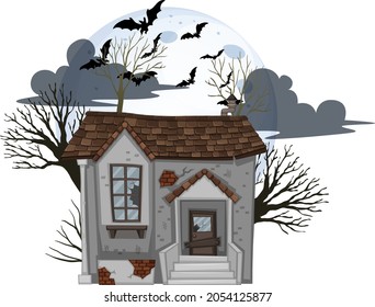 Isolated halloween abandoned house illustration