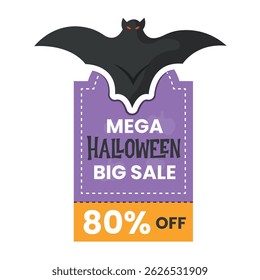 Isolated halloween discount label with a bat icon Vector illustration