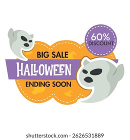 Isolated halloween discount label with ghosts Vector illustration