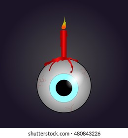 Isolated halloween eye with a candle, Vector illustration