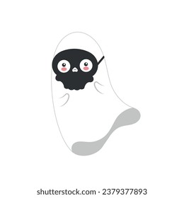 Fantasma de Halloween aislada con un disfraz Ilustración Vector