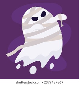 Isolated halloween ghost with a mummy costume Vector