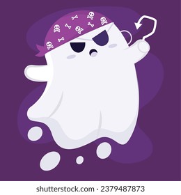 Isolated halloween ghost with a pirate costume Vector