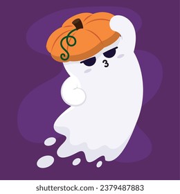 Fantasma de Halloween aislada con vector de disfraces de calabaza