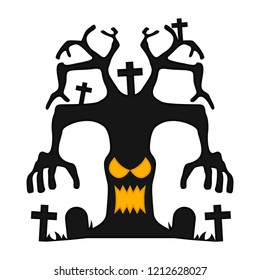 Isolated halloween haunted tree. Vector illustration design