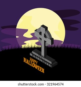 Isolated halloween icon on a landscape with a moon