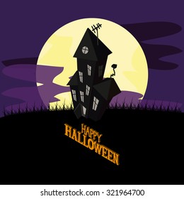 Isolated halloween icon on a landscape with a moon
