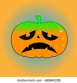 Isolated halloween jack o' lantern on a colored background, Vector illustration