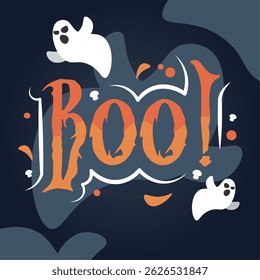 Isolated halloween lettering with ornaments Vector illustration