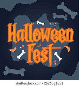Isolated halloween lettering with ornaments Vector illustration