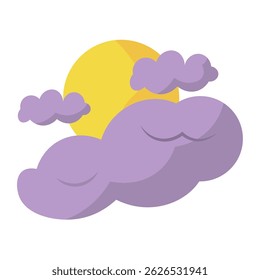 Isolated halloween night with moon and clouds Vector illustration