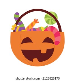 Isolated halloween pumpkin with candies Vector