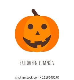 Isolated Halloween pumpkin, funny face. Autumn holidays. Helloween mask evil, horror, creepy, scary face for design card. Element for template. Vector Illustration