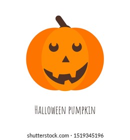 Isolated Halloween pumpkin, funny face. Autumn holidays. Helloween mask evil, horror, creepy, scary face for design card. Element for template. Vector Illustration