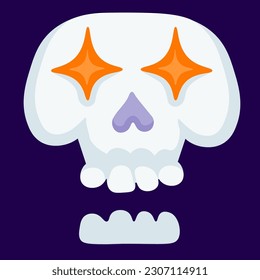 isolated halloween skull with glowing eyes vector icon. halloween design element. characters in flat style. minimalist icons for web site stickers app. 