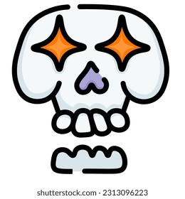 isolated halloween skull with glowing eyes vector icon. halloween design element. characters in flat style. minimalist icons for web site stickers app. 