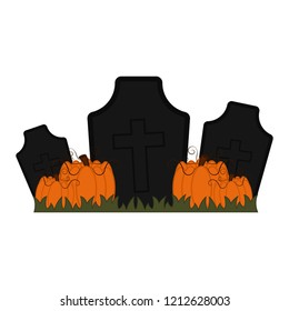 Isolated halloween spooky tomb. Vctor illustration design