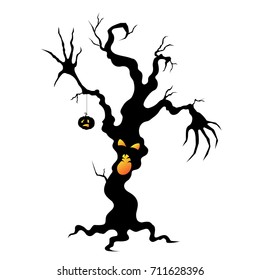 Isolated Halloween Tree Pumpkin Stock Vector (Royalty Free) 711628396 ...