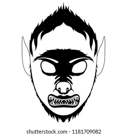 Isolated Halloween Werewolf Mask. Vector Illustration Design