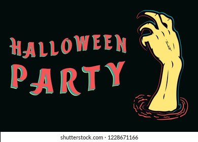 Isolated halloween zombie hand with text