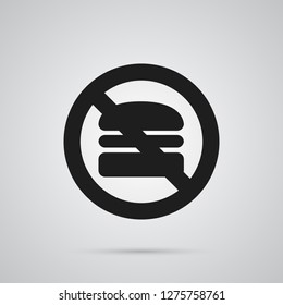 Isolated hamburger forbidden icon symbol on clean background. Vector no fast food element in trendy style.