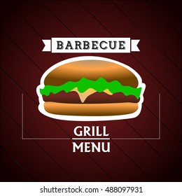 Isolated hamburger on a red background, Barbecue Vector illustration
