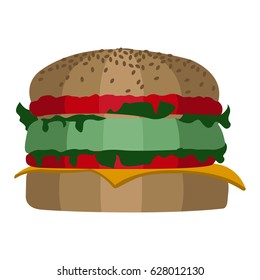 Isolated hamburger on a white background, Vector illustration