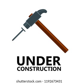 Isolated hammer icon. Under construction. Vector illustration design